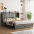 MUZZ Queen Size Murphy Bed, Guest Room Cabinet Bed with USB & Charging Station and Large Drawer for Apartment