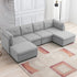 CECER U-Shaped Sectional Sofa, 118''Modular Sectional Sofa with Ottomans, 6-Seater Linen Fabric Couch for Living Room