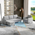 CECER Sectional Sofa Couches Set for Living Room (3-Seater Sofa&Single Sofa/Dark Grey