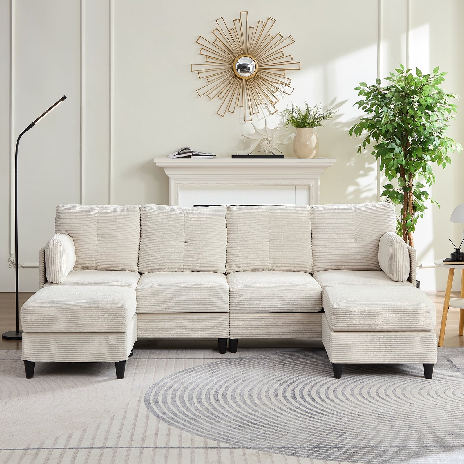 MUZZ U Shaped Sectional Sofa, Couches and Sofas with Double Chaise, Sectionals for Living Room