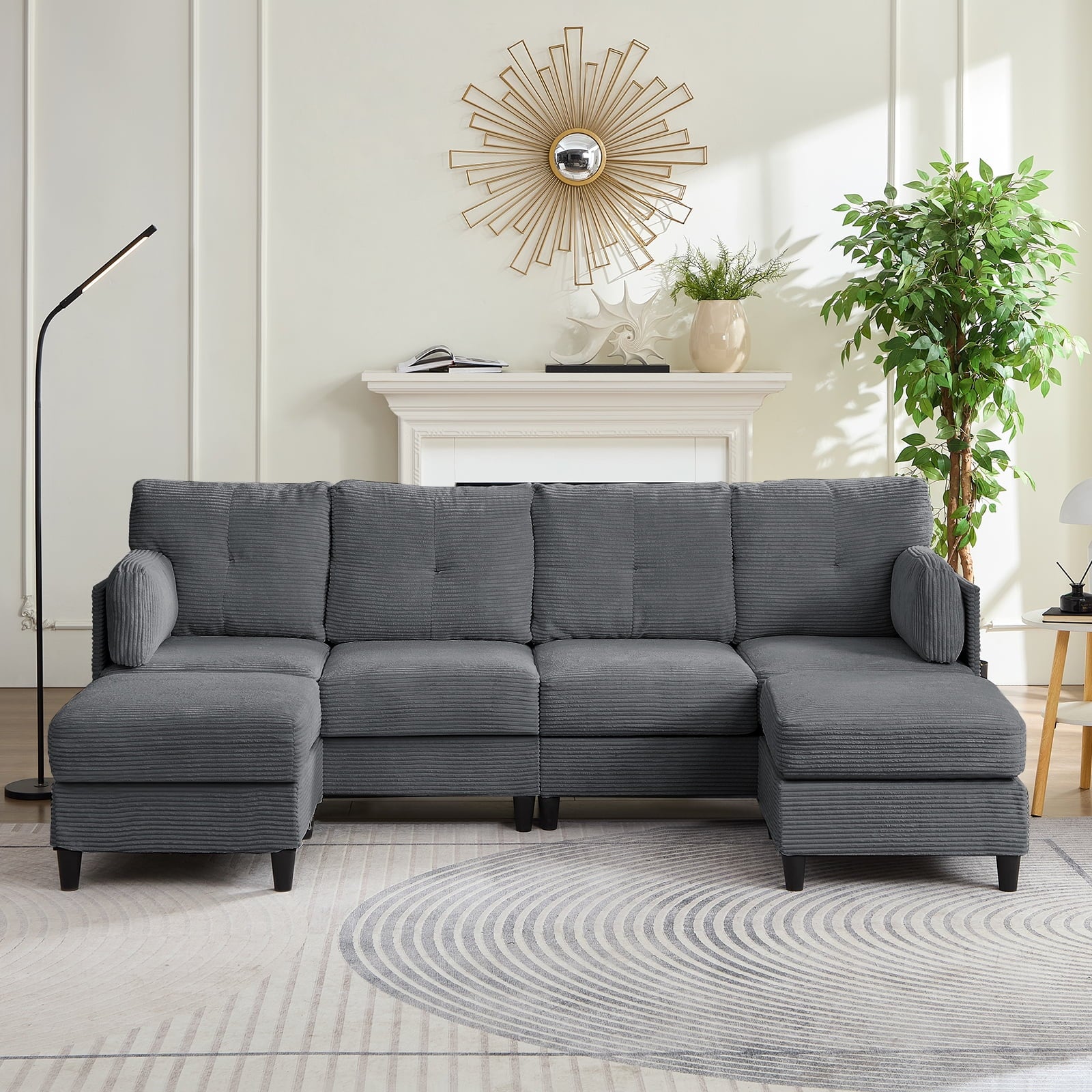 MUZZ U Shaped Sectional Sofa, Couches and Sofas with Double Chaise, Sectionals for Living Room