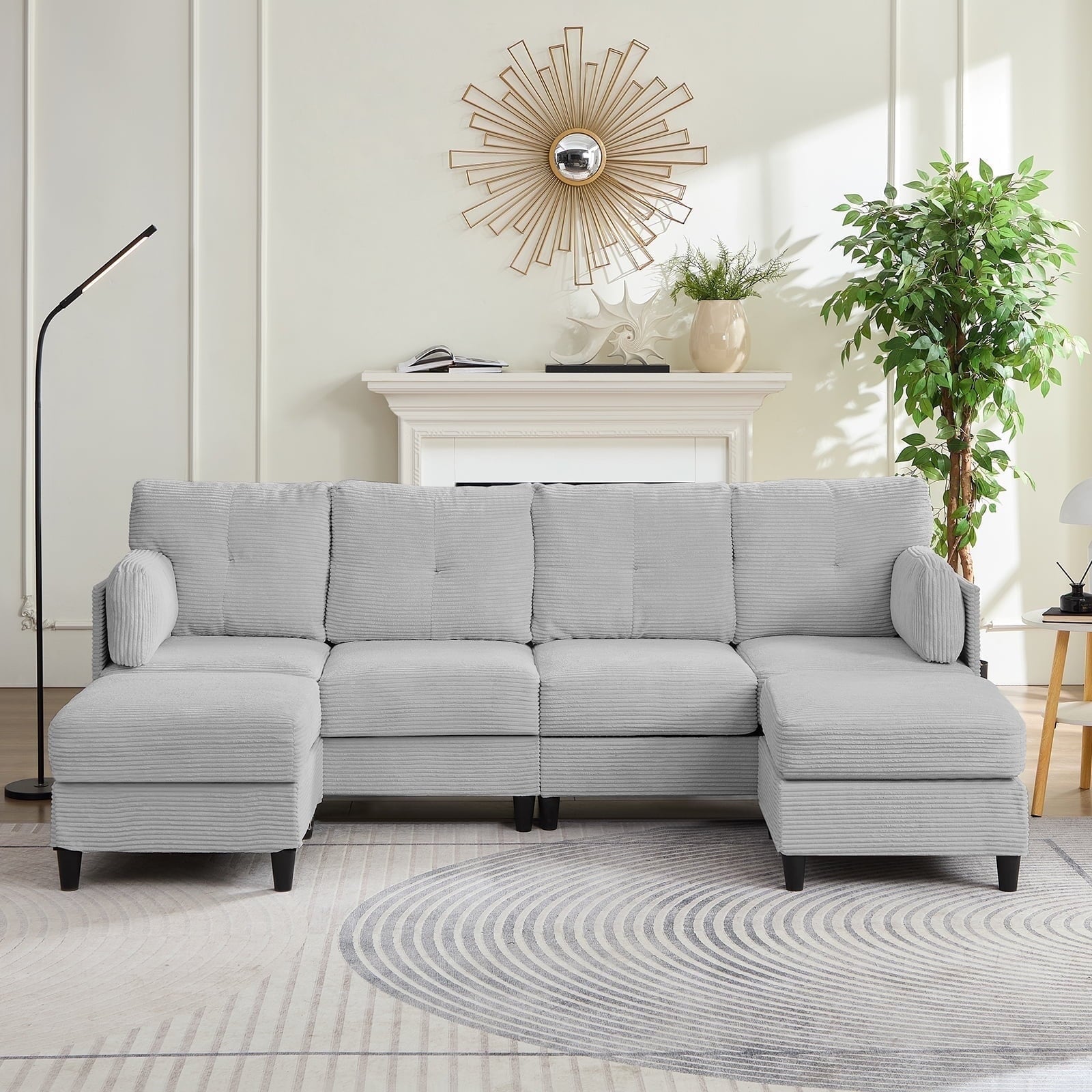 MUZZ U Shaped Sectional Sofa, Couches and Sofas with Double Chaise, Sectionals for Living Room