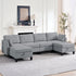 Mjkone Oversized U Shaped Sectional Sofa with Storage, Linen 6 Seater Modular Sectional Sofa Sleeper for Living Room