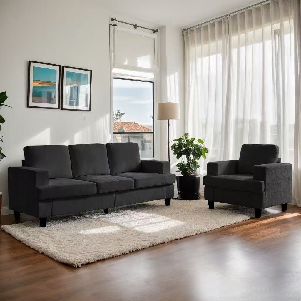 Mjkone 2-Piece Living Room Furniture Sets, Chenille Couch and Loveseat Set, Modern Sectional Sofa Sets for Living Room, Apartment,