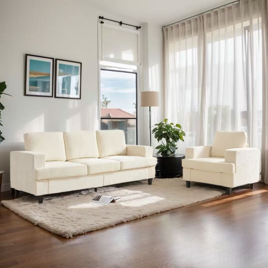 Mjkone 2-Piece Living Room Furniture Sets, Chenille Couch and Loveseat Set, Modern Sectional Sofa Sets for Living Room, Apartment,