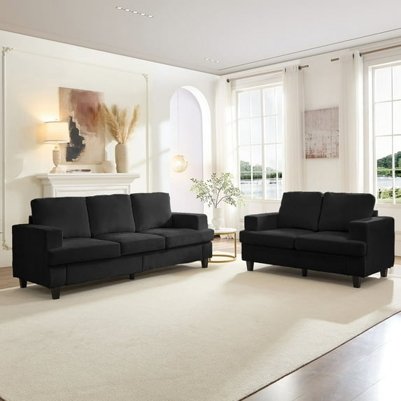 Mjkone 2-Piece Living Room Furniture Sets, Chenille Couch and Loveseat Set, Modern Sectional Sofa Sets for Living Room, Apartment, 3-Seater + Loveseat,