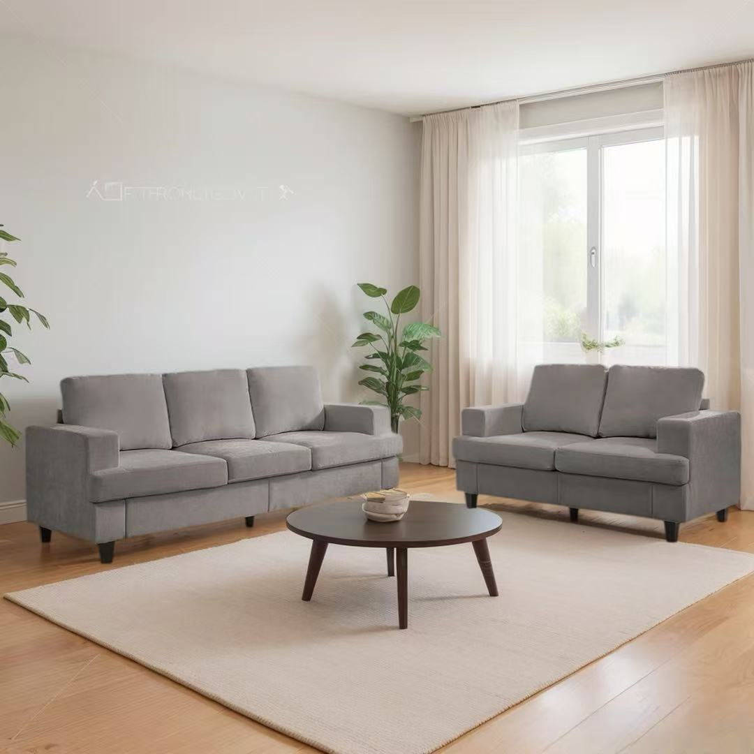 Mjkone 2-Piece Living Room Furniture Sets, Chenille Couch and Loveseat Set, Modern Sectional Sofa Sets for Living Room, Apartment,