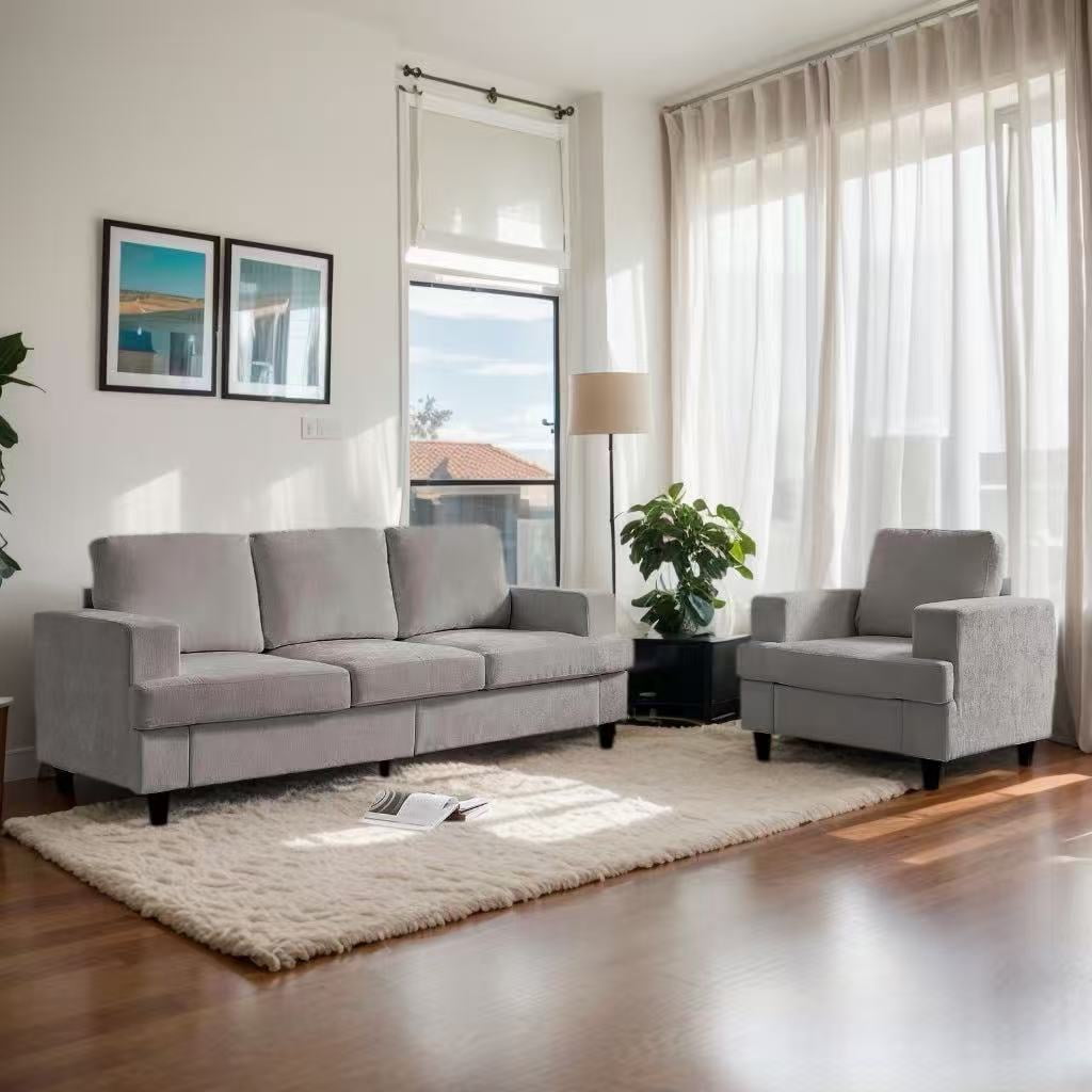 Mjkone 2-Piece Living Room Furniture Sets, Chenille Couch and Loveseat Set, Modern Sectional Sofa Sets for Living Room, Apartment,