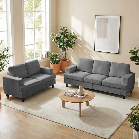 Mjkone 2-Piece Living Room Furniture Sets, Chenille Couch and Loveseat Set, Modern Sectional Sofa Sets for Living Room, Apartment,