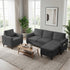 Mjkone 2 Pieces Living Room Furniture Sets, Linen Sectional Sofas and Couches Set with Storage Ottoman for Living Room,
