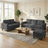 Mjkone 3 Pieces Living Room Furniture Sets, Linen Sectional Sofas and Couches Set with Storage Ottoman for Living Room