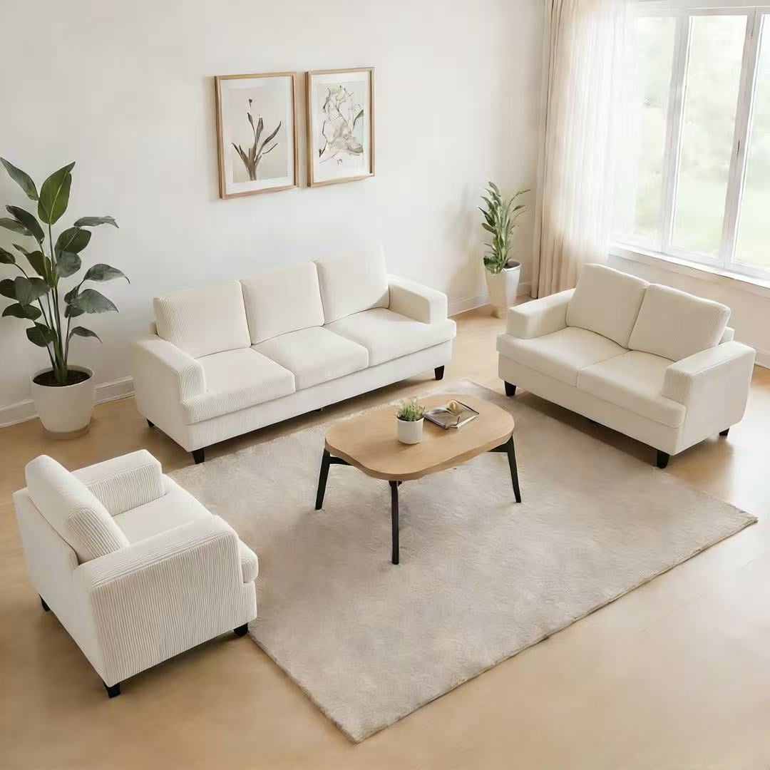 Mjkone 2-Piece Living Room Furniture Sets, Chenille Couch and Loveseat Set, Modern Sectional Sofa Sets for Living Room, Apartment,