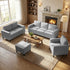 Mjkone 3 Pieces Living Room Furniture Sets, Linen Sectional Sofas and Couches Set with Storage Ottoman for Living Room