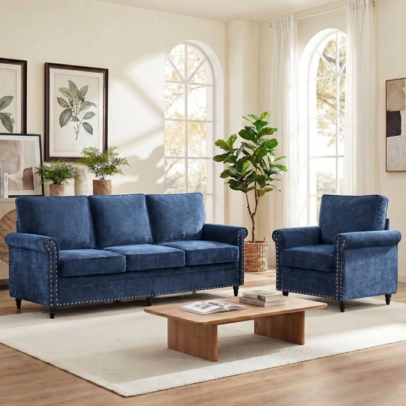 Mjkone Chenille Sectional Sofa Sets,3 Pieces Living Room Furniture Sets,Couch Sets for Living Room,3-Seater + Loveseat + Armchair