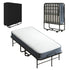 Mjkone Folding Bed with Mattress, Rollaway Fold Up Bed for Small Space, Foldable Bed with Lockable Wheels