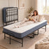 Mjkone Folding Bed with Mattress,75" x 31"Rollaway Bed for Adults with Dust Cover,Twin Size Foldable Bed with Lockable Wheels for Small Space