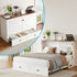 Mjkone Murphy Chest Bed,Full Size Cabinet Bed with Storage Drawers and USB Charging Station,Folding Chest Bed with Mattress for Living Room/Bedroom,White