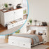 Mjkone Murphy Chest Bed,Full Size Cabinet Bed with Storage Drawers and USB Charging Station,Folding Chest Bed with Mattress for Living Room/Bedroom,White