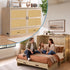 Mjkone Murphy Bed Queen with Mattress,Murphy Cabinet Bed with Rattan Panel and Charging Station,Multifunctional Storage Cabinet Beds for Bedroom