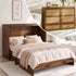 Mjkone Murphy Bed Queen with Mattress,Murphy Cabinet Bed with Rattan Panel and Charging Station,Multifunctional Storage Cabinet Bed for Bedroom