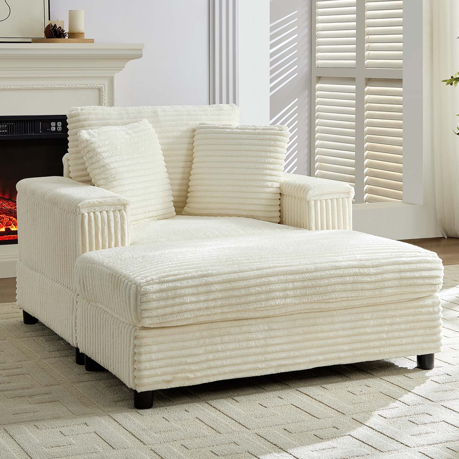 Mjkone Oversized Accent Chair with Ottoman for Living Room, Single Indoor Lounge Sofa Armchair with Storage Armrests and Ottoman,