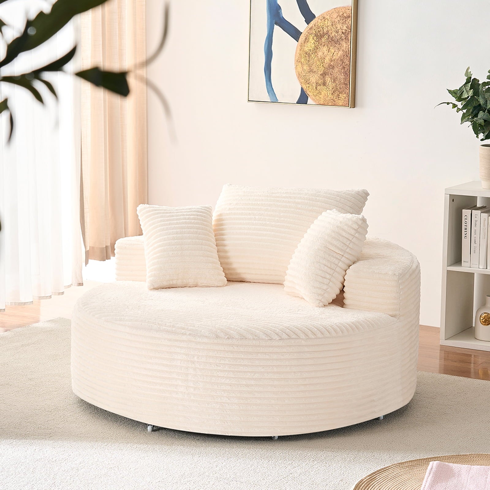 Mjkone Oversized Accent Chair with Ottoman for Living Room, Single Indoor Lounge Sofa Armchair with Storage Armrests and Ottoman,