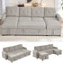 Mjkone Oversized U Shaped Sectional Sleeper Sofa Bed with Double Storage Chaise,Convertible Pull Out Couch Bed with Side Pocket for Living Room/Apartment,