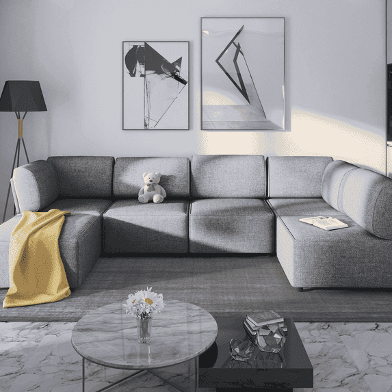 Mjkone Sectional Couch/Futon Sofa Bed, Variable Modular Oversized Couch, U/L Shaped Couch and Queen Sleeper Sofa, Convertible Sofa Set for Living Room, Furniture for Living Room