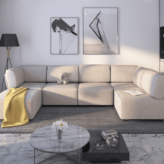 Mjkone Sectional Couch/Futon Sofa Bed, Variable Modular Oversized Couch, U/L Shaped Couch and Queen Sleeper Sofa, Convertible Sofa Set for Living Room, Furniture for Living Room