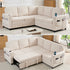 Mjkone Sectional Sleeper Sofa with Pull Out Bed,L-Shaped Sectional Sofa with Storage,Plush Corduroy Sectional Couches for Living Room,