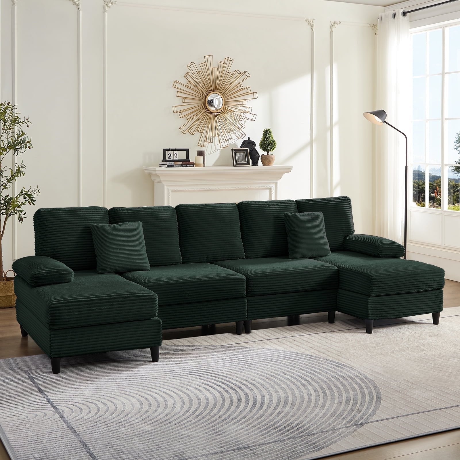 Mjkone U-Shaped Sectional Sofa, 4 Seater Sectional Couch with Chaise, Modular Sleeper Sectionals for Living Room-