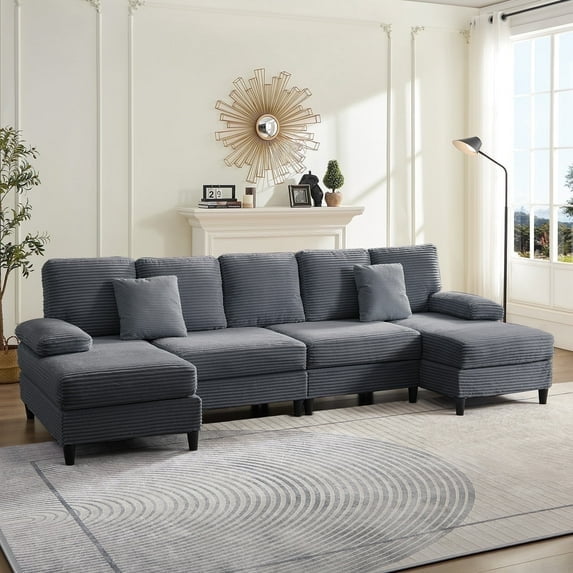 Mjkone U-Shaped Sectional Sofa, 4 Seater Sectional Couch with Chaise, Modular Sleeper Sectionals for Living Room-
