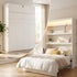 Mjkone Full Size Murphy Wall Bed with 2 LED Lights,Convertible Wall Bed into a Cabinet for Living Room/Bedroom/Guest Room