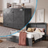 Puremind Queen Size Murphy Bed with Mattress, Murphy Cube Cabinet Bed with USB Charging Station and Large Storage Drawer, Murphy Chest Bed for Small Guest Room/Home/Office,