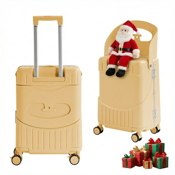 TABU 20" Ride on Luggage with Seat for Kids, Kids Luggage with Wheels & TSA Lock for Travel,Pink