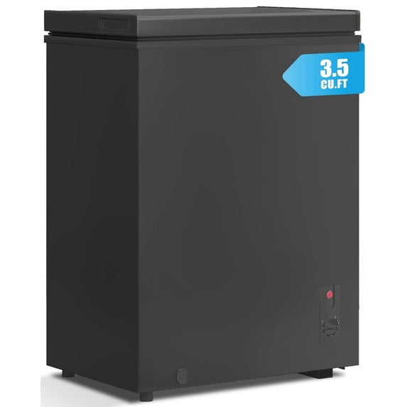 TABU 3.5 Cu ft Chest Freezer,Deep Freezer with Top Open Door and Removable Storage Basket, (Black)