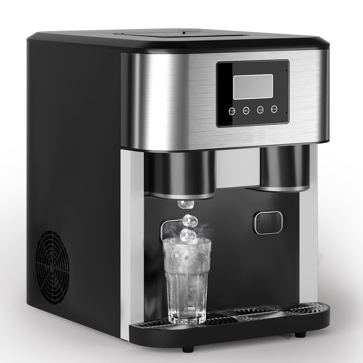 TABU 3 in 1 Ice Maker with Water Dispenser,40 lbs/24H,Ice Machine with Ice Crushing,Self Cleaning,Black