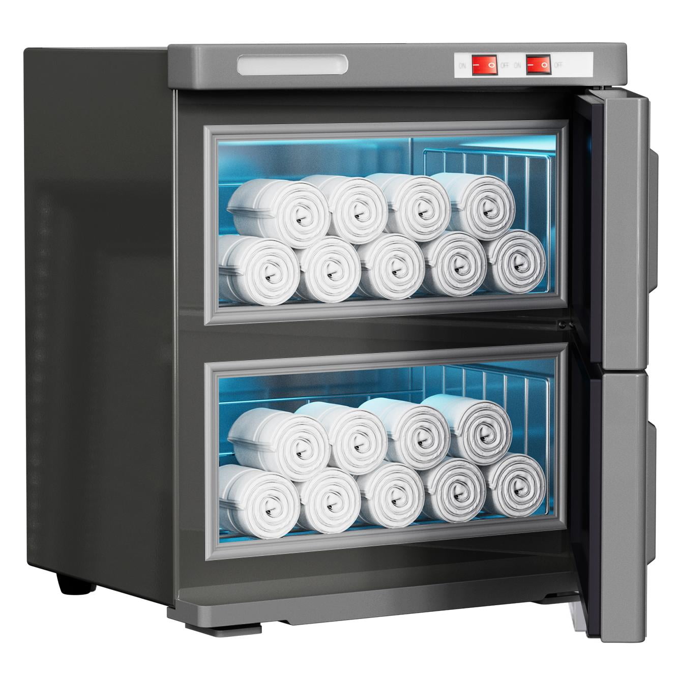 TABU 32L Hot Towel Warmer, Double Cabinet Towel Warmer with Stainless Steel Racks, Heating for Salon, Spa, Home,Black