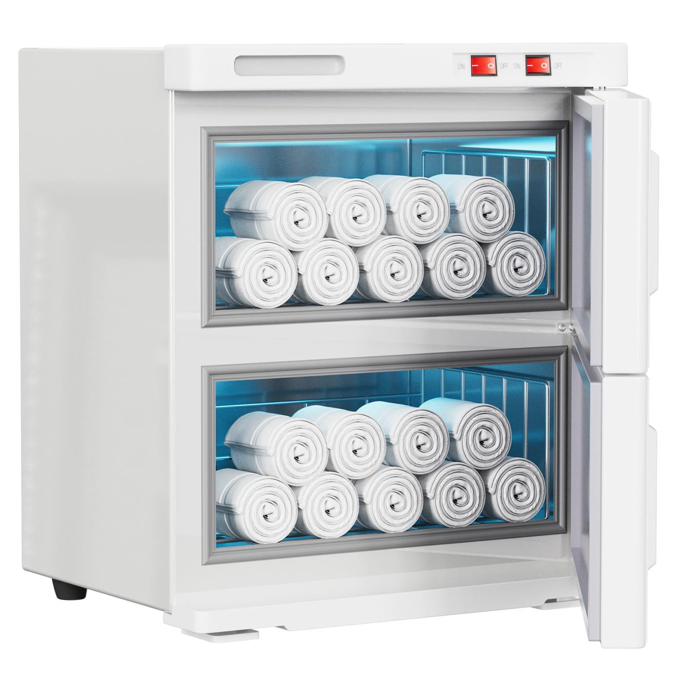 TABU 32L Hot Towel Warmer, Double Cabinet Towel Warmer with Stainless Steel Racks, Heating for Salon, Spa, Home,Black