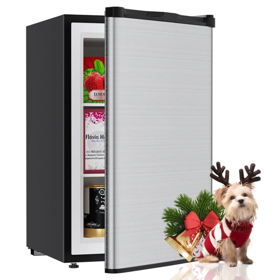 TABU 3.6 CU.FT Upright Freezer, Freestanding Mini Freezer with Removable Shelf, 7 Adjustable Thermostat, Reversible Door, Black