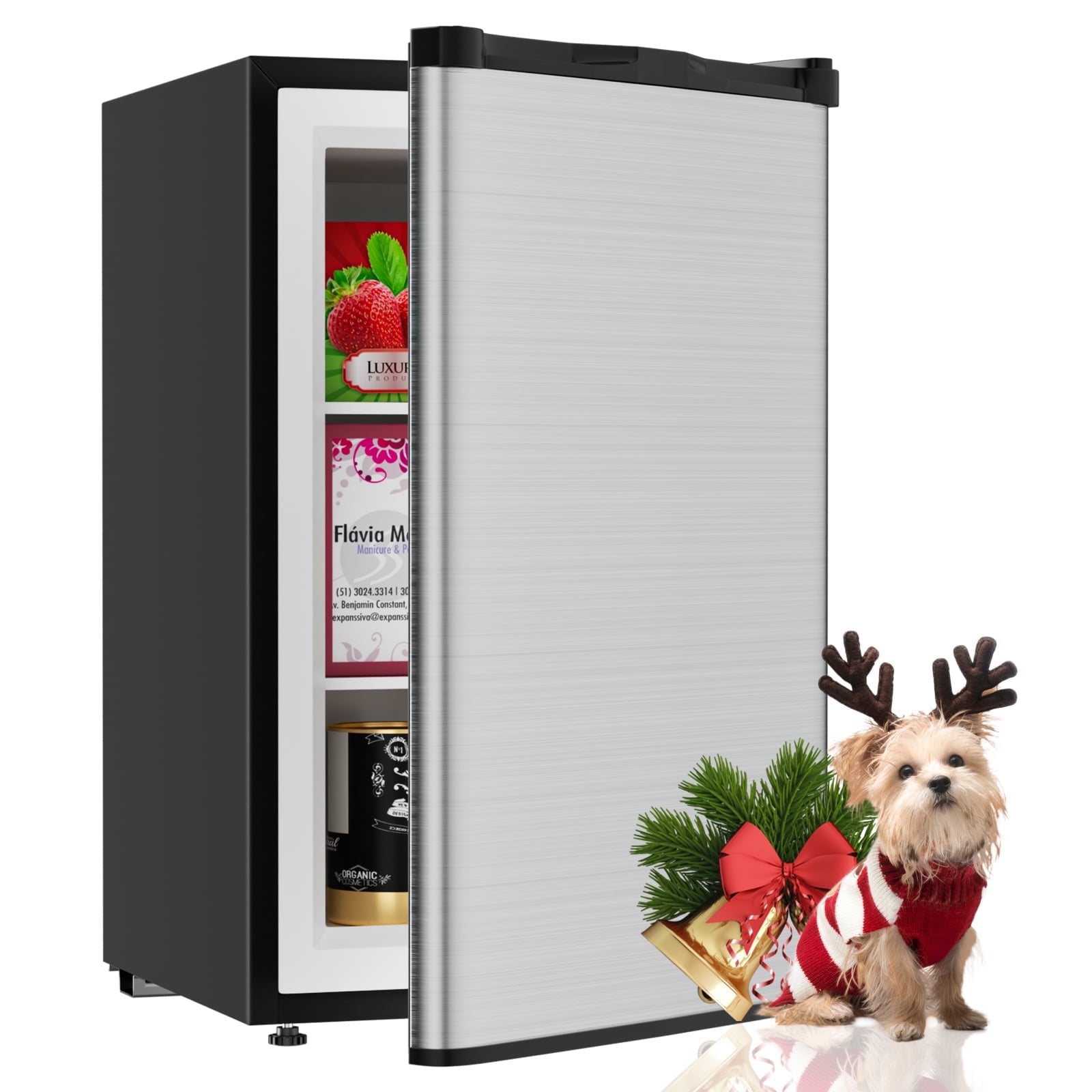 TABU 4.5 CU.FT Upright Freezer, Mini Freezer with 7 Adjustable Thermostat, Removable Shelf, Reversible Stainless Steel Door, Sliver