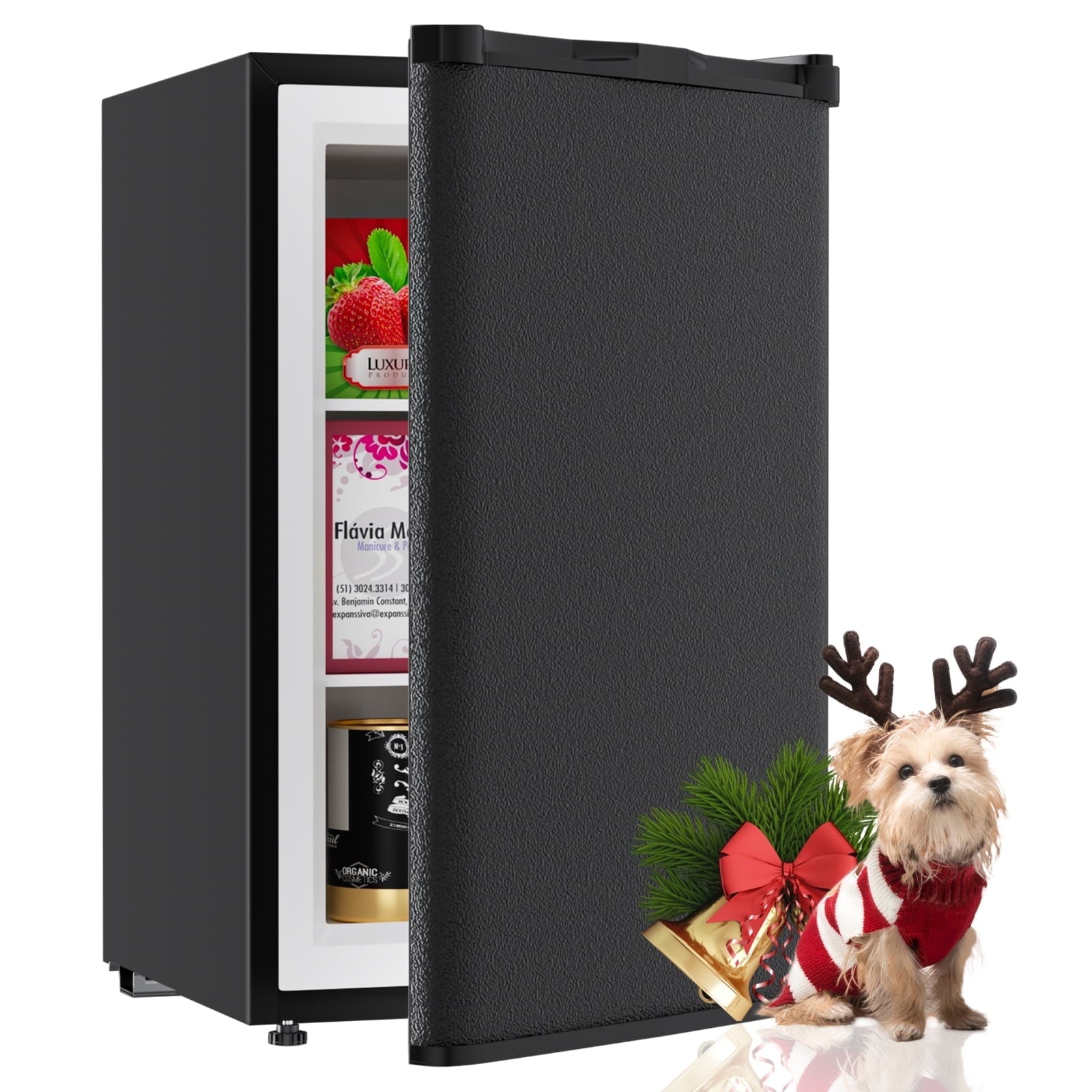 TABU 4.5 CU.FT Upright Freezer, Freestanding Mini Freezer with Removable Shelf, 7 Adjustable Thermostat, Reversible Door, Black