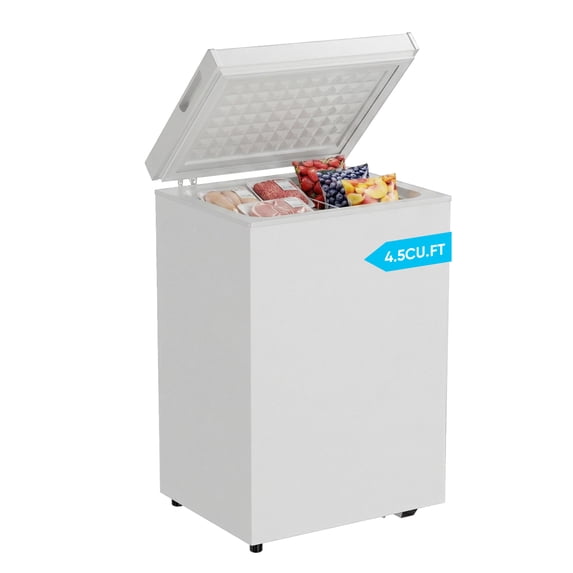 TABU 3.5 Cu ft Chest Freezer,Deep Freezer with Top Open Door and Removable Storage Basket, (Black)