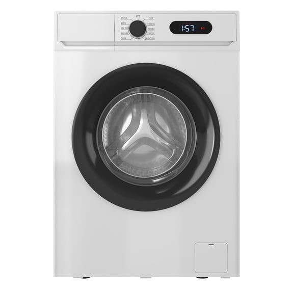 TABU 2.7 Cu. Ft. Front Load Washer, Full Size Washing Machine with 9 Cycles, Auto Balance, Load Detect, LED Display, 110V, White