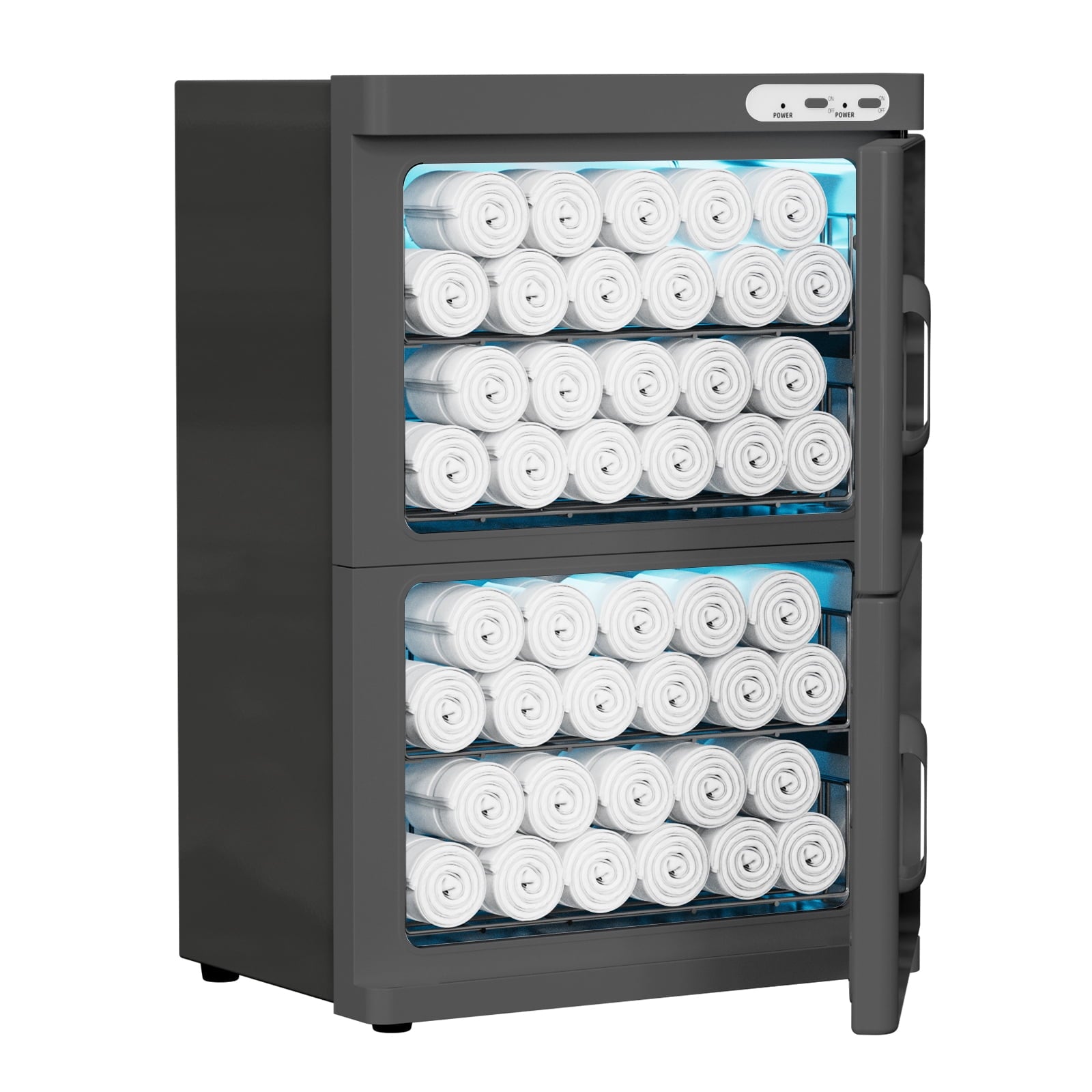 TABU 32L Hot Towel Warmer, Double Cabinet Towel Warmer with Stainless Steel Racks, Heating for Salon, Spa, Home,Black