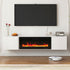 TABU 70" Floating Fireplace TV Stand with 36" Electric Fireplace,Wall Mounted TV Stand with Fireplace for TVs up to 90",White