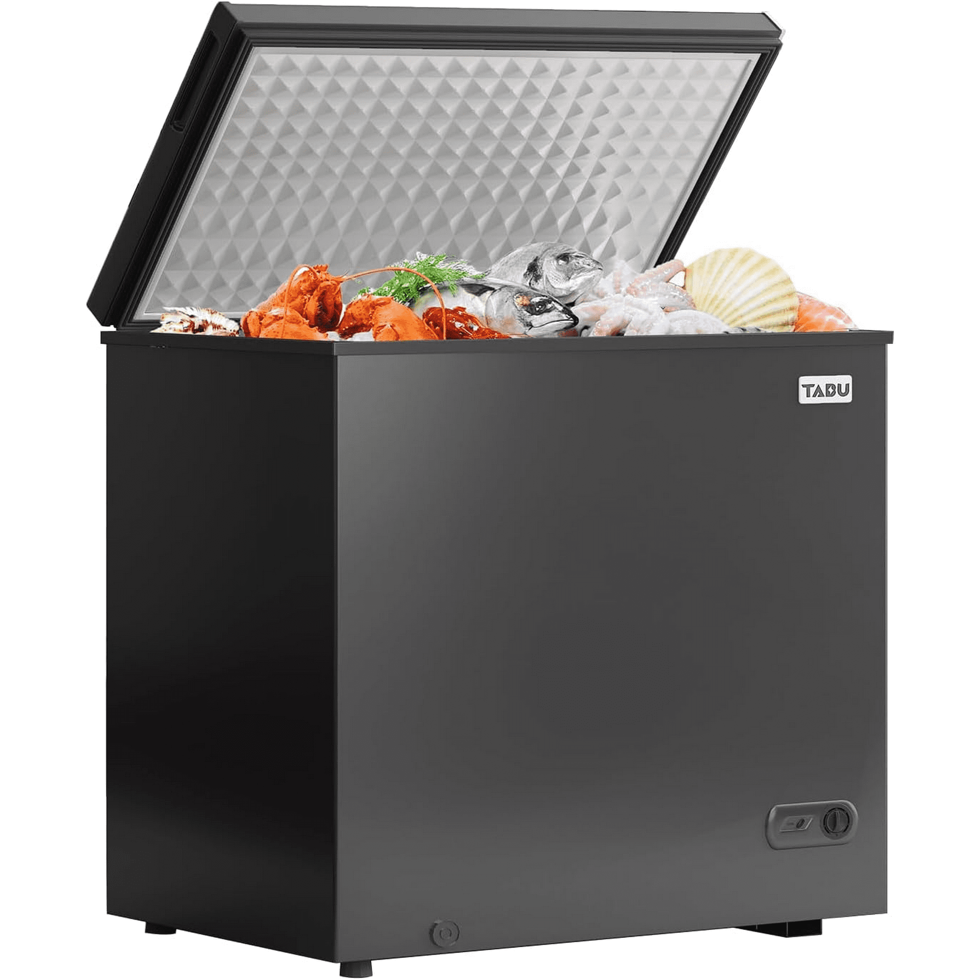 TABU Chest Freezer,3.5 Cu ft Deep Freezer,Garage Ready,Top Open Door,Black