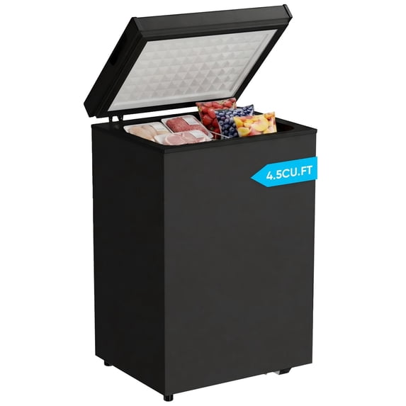 TABU Chest Freezer,3.5 Cu ft Deep Freezer,Garage Ready,Top Open Door,Black