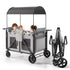 TABU Stroller Wagon for 4 Kids,Folding Push-Pull Stroller,5-Point Harnesses,Adjustable Handle,Black