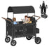 TABU Stroller Wagon for 2 Kids,2 Seater Stroller Wagon with Adjustable Handles,5-Point Harnesses,Black